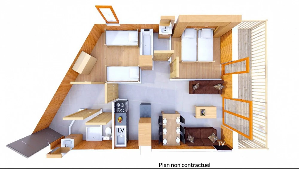 Les Balcons de Val Thorens spa  3-kamer apt. voor max. 6 pers. kaart