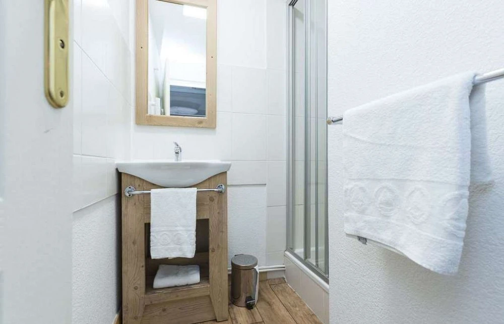 Les Chalets de L Arvan II - badkamer met douche en wastafel