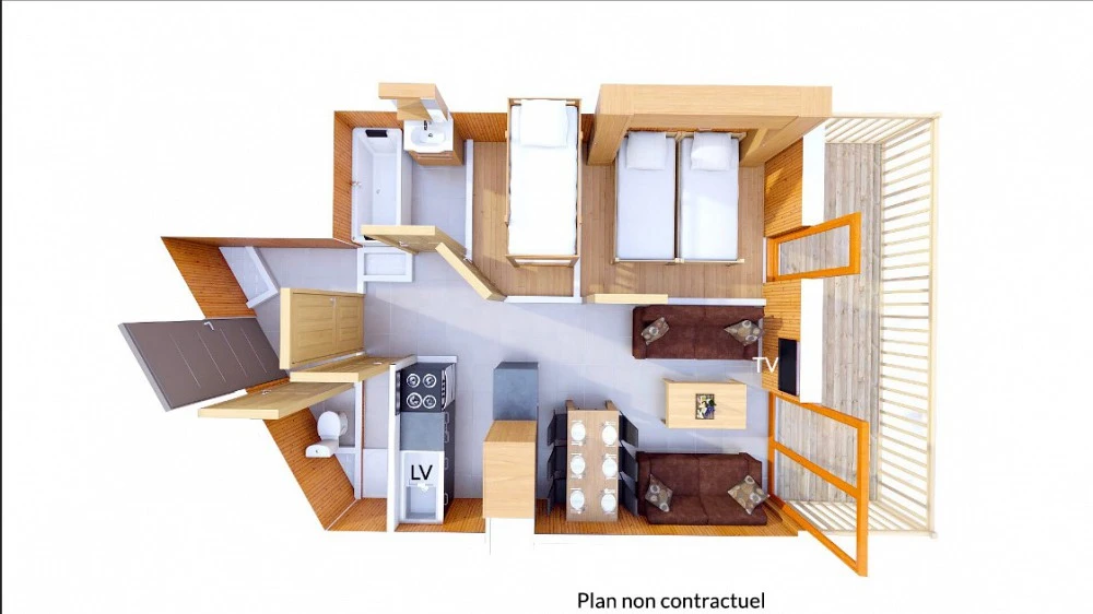 Les Balcons de Val Thorens 2-kamer apt. + cabine voor max. 6 pers. map
