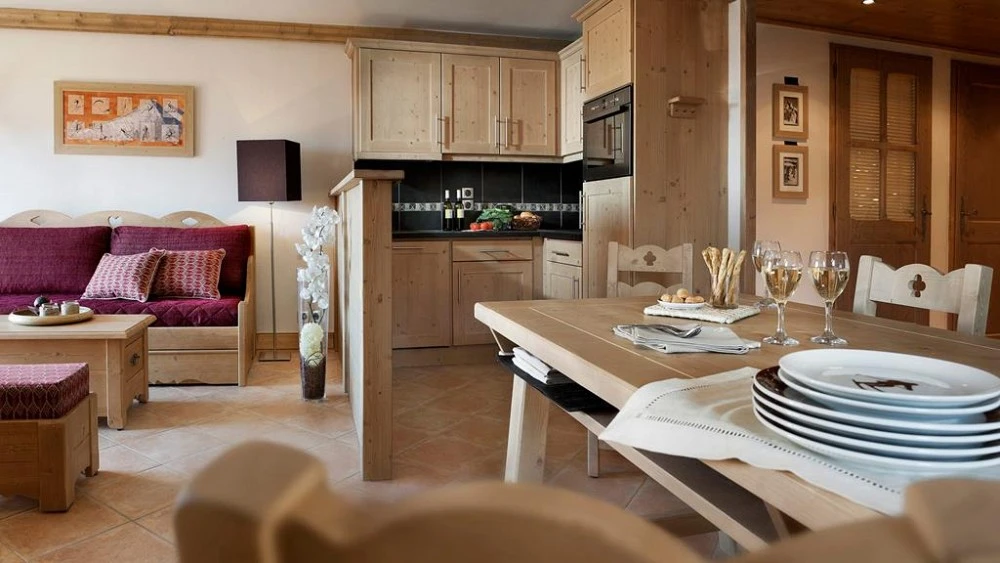 Les Chalets de Jouvence - keuken in de woonkamer