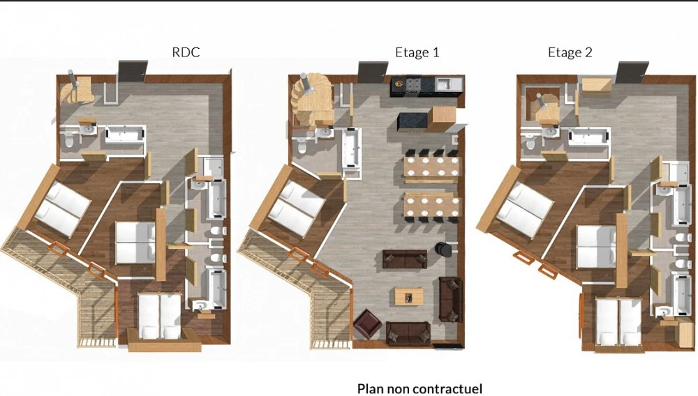 Les Balcons de Val Thorens Spa 8-kamer apt. voor max. 16 pers.map