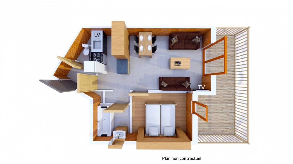 Les Balcons de Val Thorens spa 2-kamer apt. voor max. 4 pers. kaart